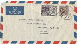 Jordan Airmail Cover Amman 6cot1953 To Suisse With King F.20 + Provisional Tax OVPT F.20 - Jordanie