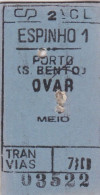 PORTUGAL RAILWAY TICKET TRAIN -  ESPINHO 1 / OVAR - Europe