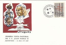 URUGUAY Cover 12-29,popes Travel 1987 - Papi