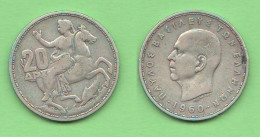 Grecia Greece 20 Dracme 1960 Silver Coin - Grèce