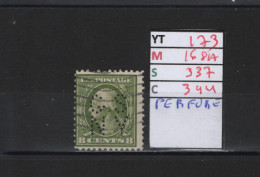 PRIX FIXE Obl 173 YT 168A MIC 337 SCOT GIB 344 George Washington 1908 1909 Perforée 2 Scans 58/05 - Perforados