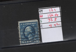 PRIX FIXE Obl 171 YT 166A MIC 333 SCOT 342 GIB George Washington 1908 1909 58/05  Dentelé 3 Cotés - Used Stamps