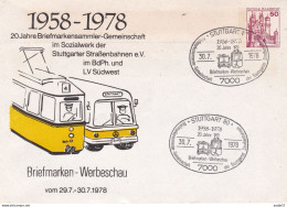 Germany Deutschland 1978 20 Jahre Briefmarkensammler Gemeinschaft Stuttgart - Strassenbahnen