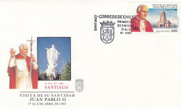 CHILE Cover 12-31,popes Travel 1987 - Papi