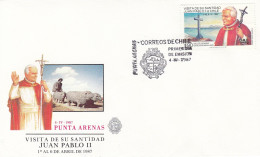 CHILE Cover 12-33,popes Travel 1987 - Papi