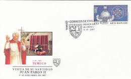 CHILE Cover 12-36,popes Travel 1987 - Papi