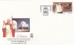 CHILE Cover 12-37,popes Travel 1987 - Papi