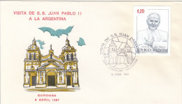 ARGENTINA Cover 12-44,popes Travel 1987 - Papi