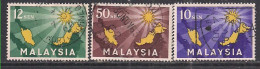 Malaysia 1963 QE2 Set Maps Used SG 1-3 ( F93 ) - Fédération De Malaya