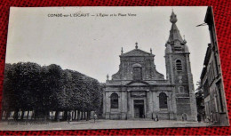 CONDE SUR ESCAUT   -  L'Eglise Et La Place Verte - Conde Sur Escaut