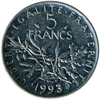 France - 1993 - KM 926a - 5 Francs - XF - 5 Francs