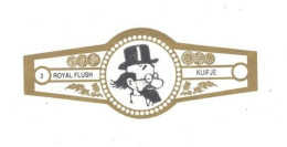 3) Bague De Cigare Série Tintin Blanche Dorée Royal Flush Kuifje Le Professeur Siclone En Superbe.Etat - Werbeobjekte