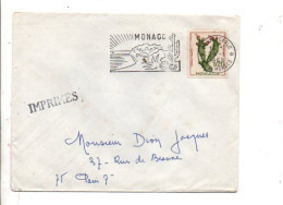 MONACO SEUL SUR LETTRE POUR LA FRANCE 1968 - Covers & Documents