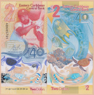 East Caribbean States 2 Dollars 2023 40th Anniversary Of Eastern Caribbean Central Bank P#W61 UNC - Caraibi Orientale
