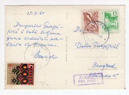 1964. YUGOSLAVIA,CROATIA,AIRMAIL TO BELGRADE + TBC TUBERCULOSIS WEEK ADDITIONAL STAMP,POSTCARD,USED - Jugoslawien