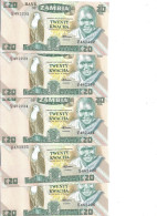 ZAMBIE 20 KWACHA ND1980-88 UNC P 27 E ( 5 Billets ) - Sambia