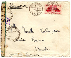 Lettre Par Avion (22.09.1942) De FFL BCM1 Pour Douala Cameroun Labrousse Double Contrôle CM Militaire Croix De Lorraine - Posta Aerea Militare