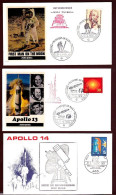 Collection - Thèmes "Homme Sur La Lune - Conquête De L'espace - Apollo 13" - Ensemble D'enveloppes Premier Jour. - Collections