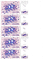 BOSNIE-HERZEGOVINE 100000 DINARA 1993 UNC P 34 A ( 5 Billets ) - Bosnien-Herzegowina