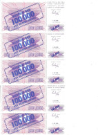 BOSNIE-HERZEGOVINE 100000 DINARA 1993 UNC P 34 A ( 5 Billets ) - Bosnië En Herzegovina