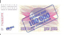 BOSNIE-HERZEGOVINE 100000 DINARA 1993 UNC P 34 A - Bosnië En Herzegovina