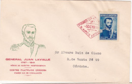 Argentina - 1941 - FDC - Gral Juan Lavalle  - Cordoba Philatelic Sectional - Caja 30 - FDC