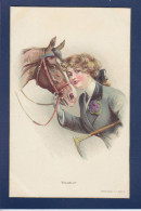 CPA Cheval + Femme Woman Non Circulé Illustrateur - Horses