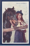 CPA Cheval + Femme Woman écrite Illustrateur Ludwic KOLH Koch - Chevaux