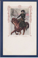 CPA Cheval + Femme Woman Non Circulée Illustrateur - Paarden