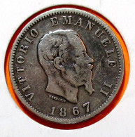 ITALIE 1 LIRE1867 M. TTB. KM#5a.1  2 Photos. Argent  Silver - 1861-1878 : Vittoro Emanuele II