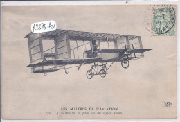 AVIATION- GOBRON EN PLEIN VOL SUR BIPLAN VOISIN - Aviadores