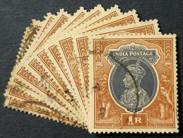 BRITISH INDIA 1937 1Re King George VI Lot Of 10 Stamps Used - Oblitérés