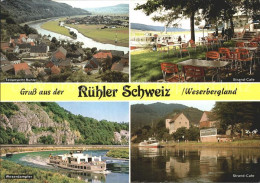 72215351 Ruehle Oberweser Teilansicht Strand Cafe Terrasse Weserdampfer  Bodenwe - Bodenwerder