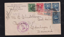 USA HAWAII 1904 Registered Cover HONOLULU X COPENHAGEN Denmark - Hawaï