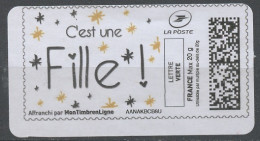 France - Frankreich Timbre Personnalisé Y&T N°MTEL LV20-139 - Michel N°BS(?) (o) - C'est Une Fille - Printable Stamps (Montimbrenligne)