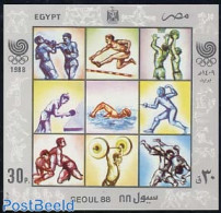 Egypt (Republic) 1988 Olympic Games S/s, Mint NH, Sport - Athletics - Boxing - Fencing - Olympic Games - Swimming - We.. - Unused Stamps