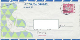 Aérogramme - Oiseau - Grue - Origamie - Lettre De Tokyo Pour La France - Aerogramas