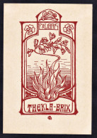 Ex Libris Thekla Brix - Feuer Fire Jugendstil Wiesbaden Exlibris Ex-libris Ex Libris Bookplate - Ex-libris