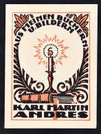 Delcampe - Karl Martin Andres - Kerze Buch Candle Book Exlibris Ex-libris Ex Libris Bookplate - Exlibris