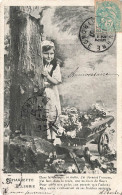 ENFANTS - Charrette Fleurie - Dans Les Champs Ce Matin - Enfant Cachée Derrière Un Arbre - Carte Postale Ancienne - Szenen & Landschaften