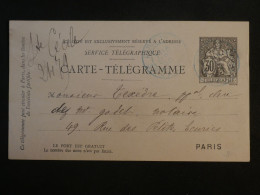 DI 12 FRANCE BELLE  LETTRE  TELEGRAMME   1895  A PARIS     + +++AFF. INTERESSANT+++ - Telegraphie Und Telefon