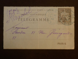 DI 12 FRANCE BELLE  LETTRE  TELEGRAMME   1896  A PARIS     + +++AFF. INTERESSANT+++ - Telegraaf-en Telefoonzegels