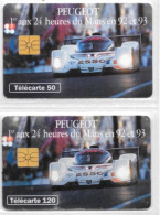 Sport Automobile - Peugeot 1er Aux 24 Heures Du Mans 92 Et 93 - Lot De 2 Télécartes 50 Et 120 - Collection 1 - Deportes