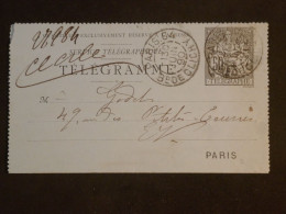 DI 12 FRANCE BELLE  LETTRE  TELEGRAMME   1890  A PARIS     + +++AFF. INTERESSANT+++ - Telegrafi E Telefoni