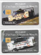 Sport Automobile - Peugeot 1er, 2e Et 3e Aux 24 Heures Du Mans 93 - Lot De 2 Télécartes 50 - Collection 2 - Sport
