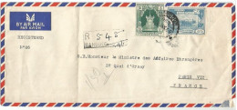 Burma France Legation Registered AirMail Cover Rangoon 24jan1955 X Paris Ministre Affaires Etrangeres With 2 Stamps - Myanmar (Birma 1948-...)