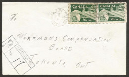 1965 Registered Cover 40c Paper RPO CDS Leamington Ontario To Toronto - Storia Postale