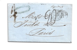 ITALY ITALIA - 1863 CITAVECCHIA TO PARIS FRANCE FORWARDED LETTER BRIEF LETTRE VAPOR DIRECT - Other & Unclassified