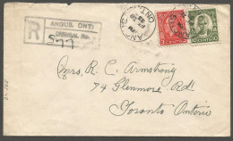 1933 Registered Cover 13c Cartier/Medallion RPO CDS Angus Ontario To Toronto - Storia Postale