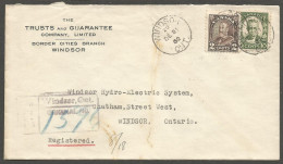 1932 Registered Cover 12c Arch/Cartier CDS Windsor Ontario Local - Postal History